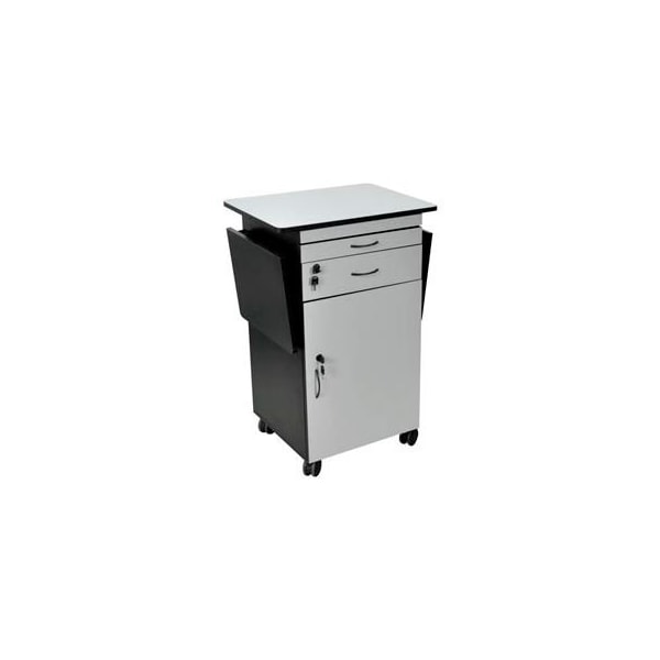 Luxor Luxor Wood Multimedia Workstation, 23-3/4inW x 18-7/8inD x 37-3/8inH, Gray/Black WPSDD3 - main